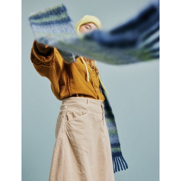 🎉LAST CHANCE🎉 FREE PEOPLE Sweet Valley Stripe Skinny Scarf / Moss - Picture 4 of 7